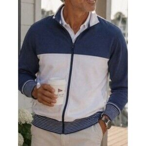 Bullock & Jones XL Zip Up Sweatshirt Blue White Colorblock L/S Full Zip Jacket